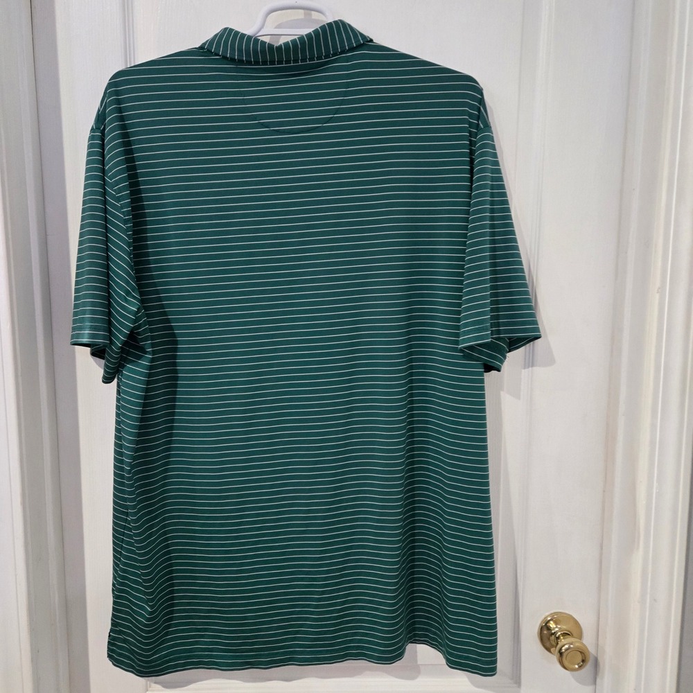 Masters Tech Golf Polo Mens 3XL Green Striped Tournament Logo Short Sleeve - Picture 3 of 10